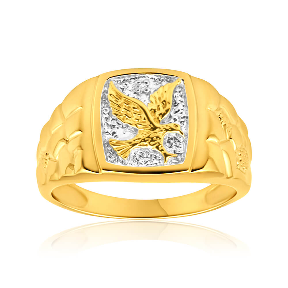 9ct Yellow Gold Eagle Diamond Ring