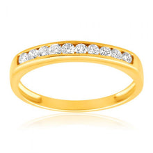 Load image into Gallery viewer, 9ct Yellow Gold Diamond Ring Set with 10 Brilliant Diamonds