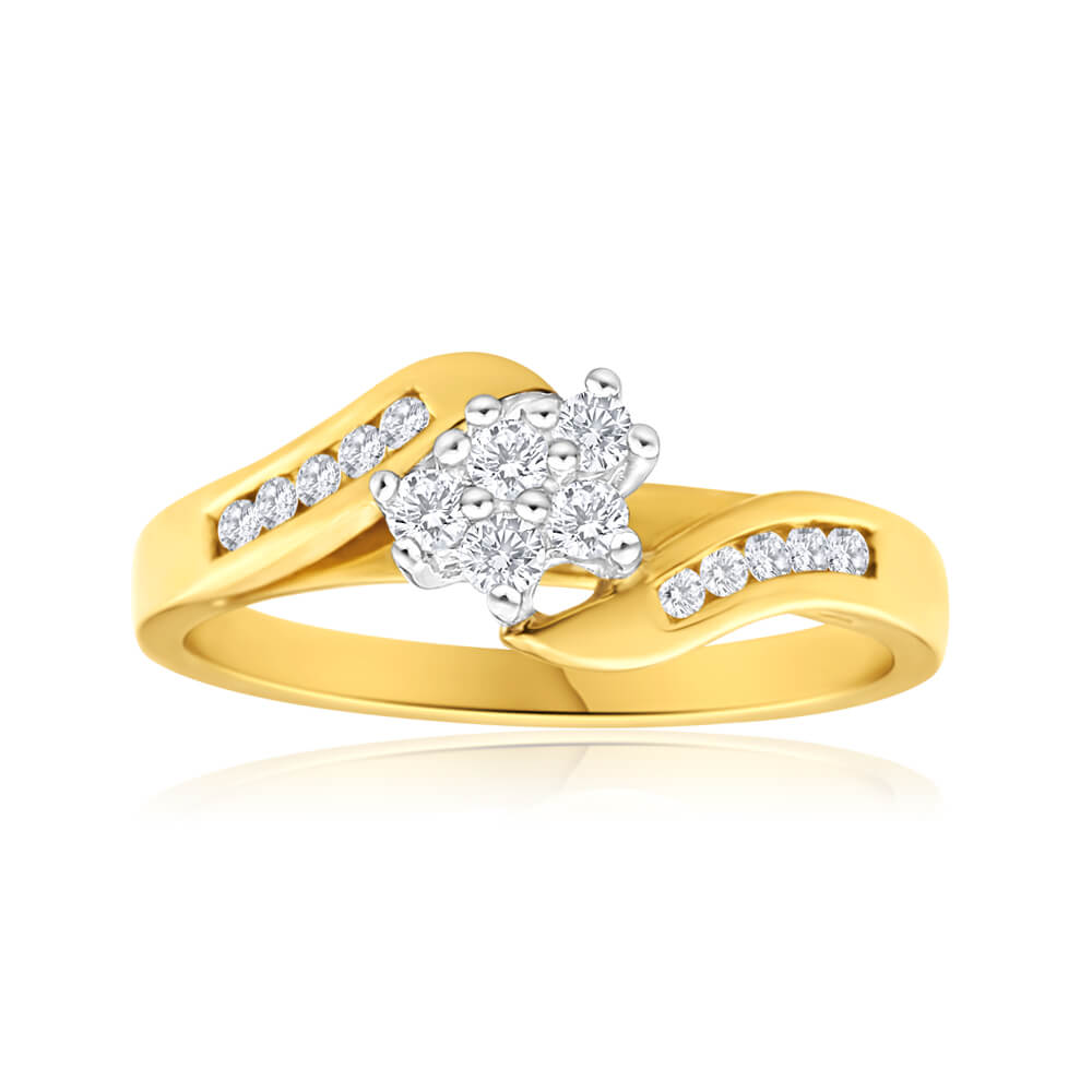 9ct Yellow Gold Channel Set Diamond Ring