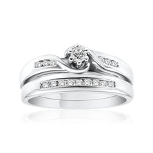 Load image into Gallery viewer, 9ct White Gold 2 Ring Bridal Set With 0.2 Carats Of Diamonds