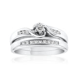 9ct White Gold 2 Ring Bridal Set With 1/4 Carat Diamond