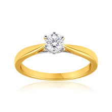 Load image into Gallery viewer, Flawless Cut 18ct Yellow Gold &amp; White Gold Solitaire Ring With 0.4 Carat Diamond