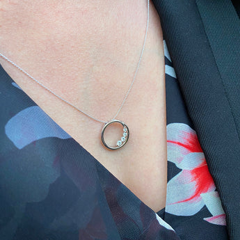 Flawless Cut 1/4 Carat Diamond Open Circle Pendant in 9ct White Gold With Chain
