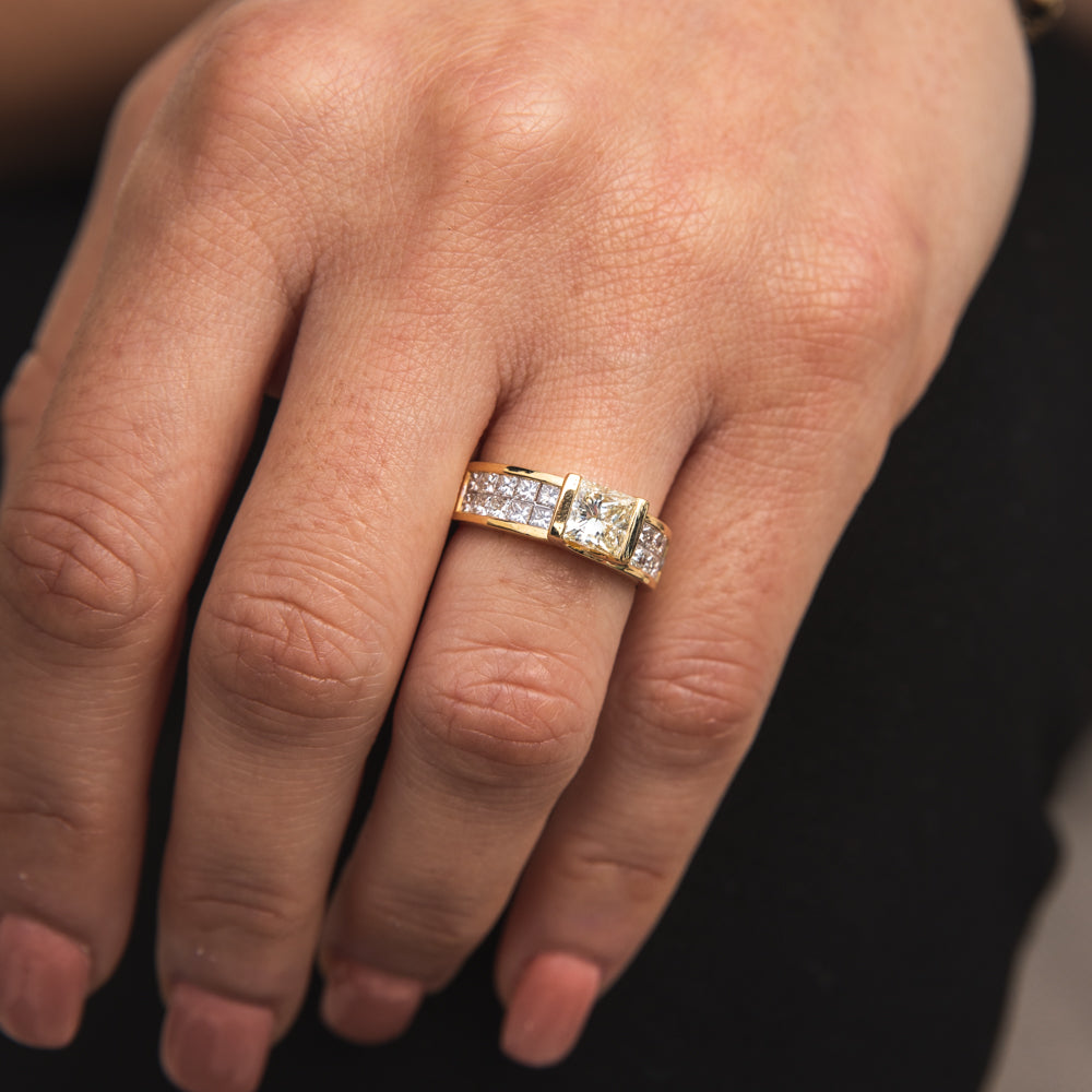 18ct Yellow Gold 'Princess Celia' Ring With 2 Carats Of Diamonds