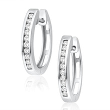 Load image into Gallery viewer, 9ct Superb White Gold Diamond Hoop Earrings