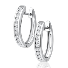 Load image into Gallery viewer, 9ct White Gold Radiant Diamond Hoop Earrings