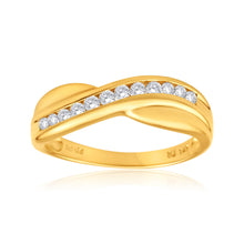 Load image into Gallery viewer, 9ct Yellow Gold 1/4 Carat Channel set Diamond Ring with 12 Brilliant Cut Diamonds