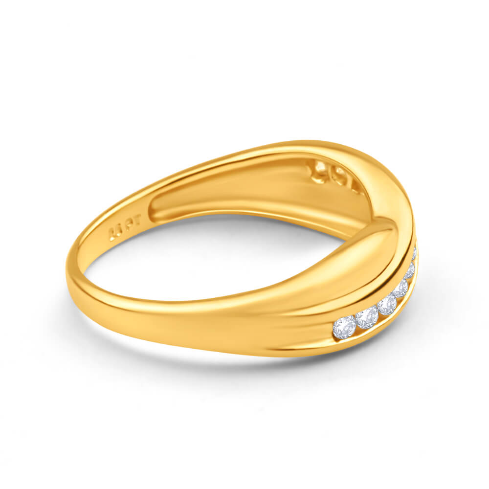 9ct Yellow Gold 1/4 Carat Channel set Diamond Ring with 12 Brilliant Cut Diamonds