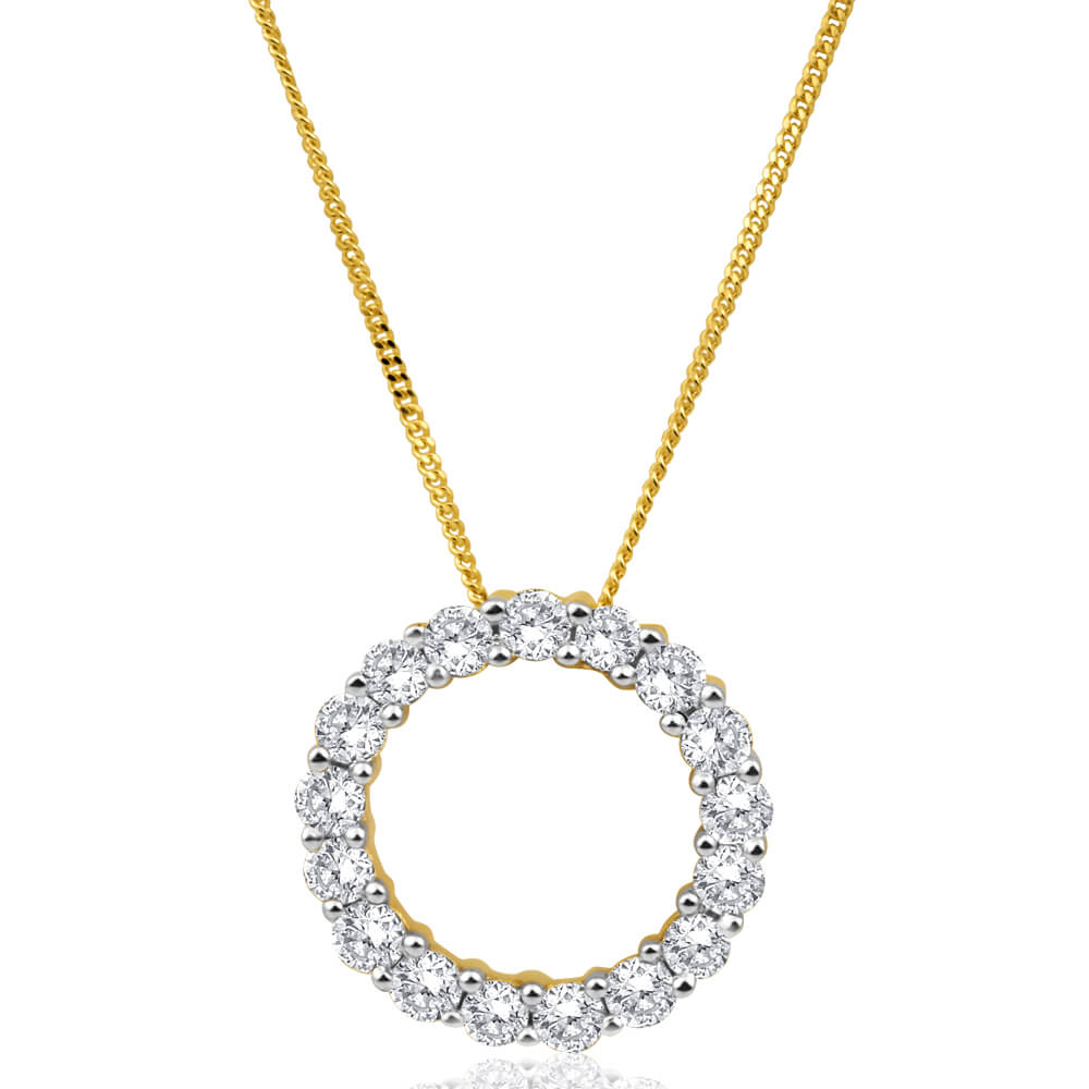 Flawless Cut 9ct Yellow Gold Diamond Circle Of Life Pendant With Chain (TW=1/2 Carat)