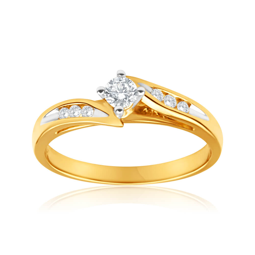 18ct Yellow Gold 'Montana' Ring With 0.25 Carats Of Diamonds