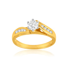 Load image into Gallery viewer, 18ct Yellow Gold Ring With 8 Brilliant Cut Diamonds Totalling 1/2 Carats