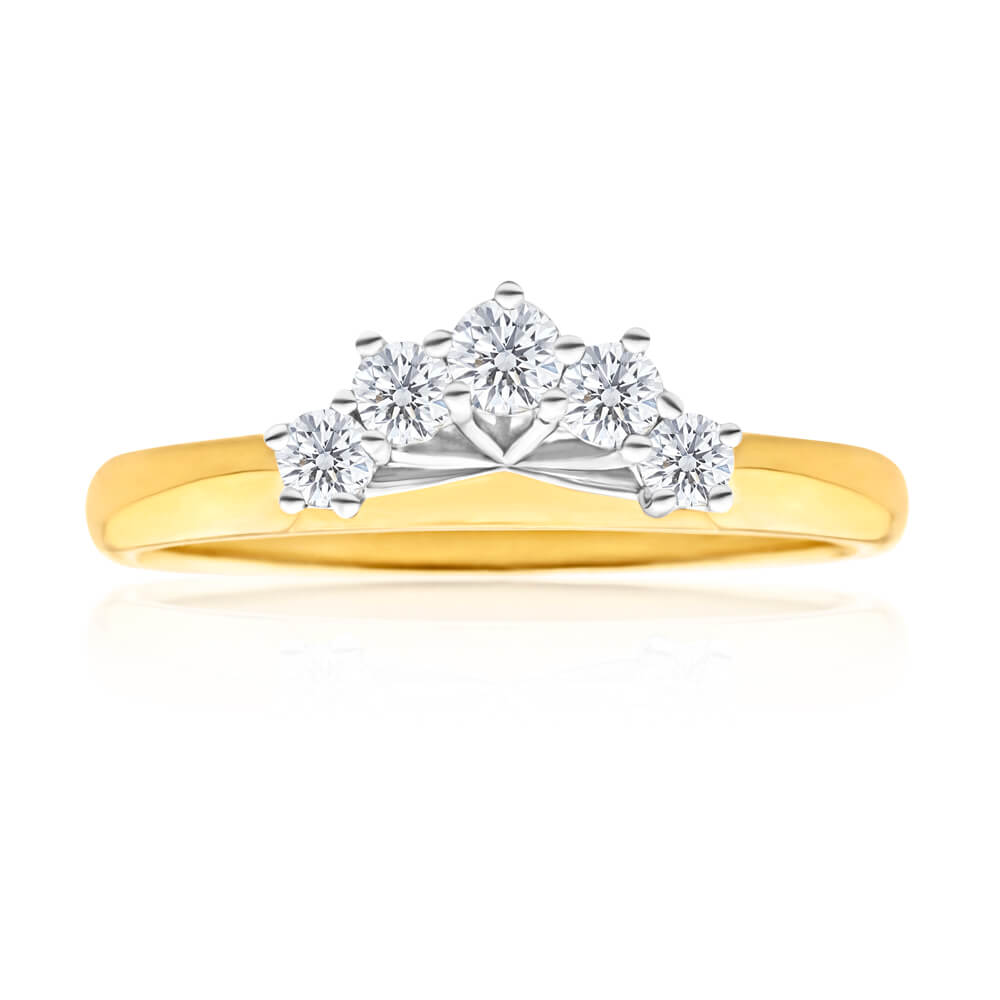 18ct Yellow Gold & White Gold 'Anise' Ring With 0.25 Carats Of Diamonds