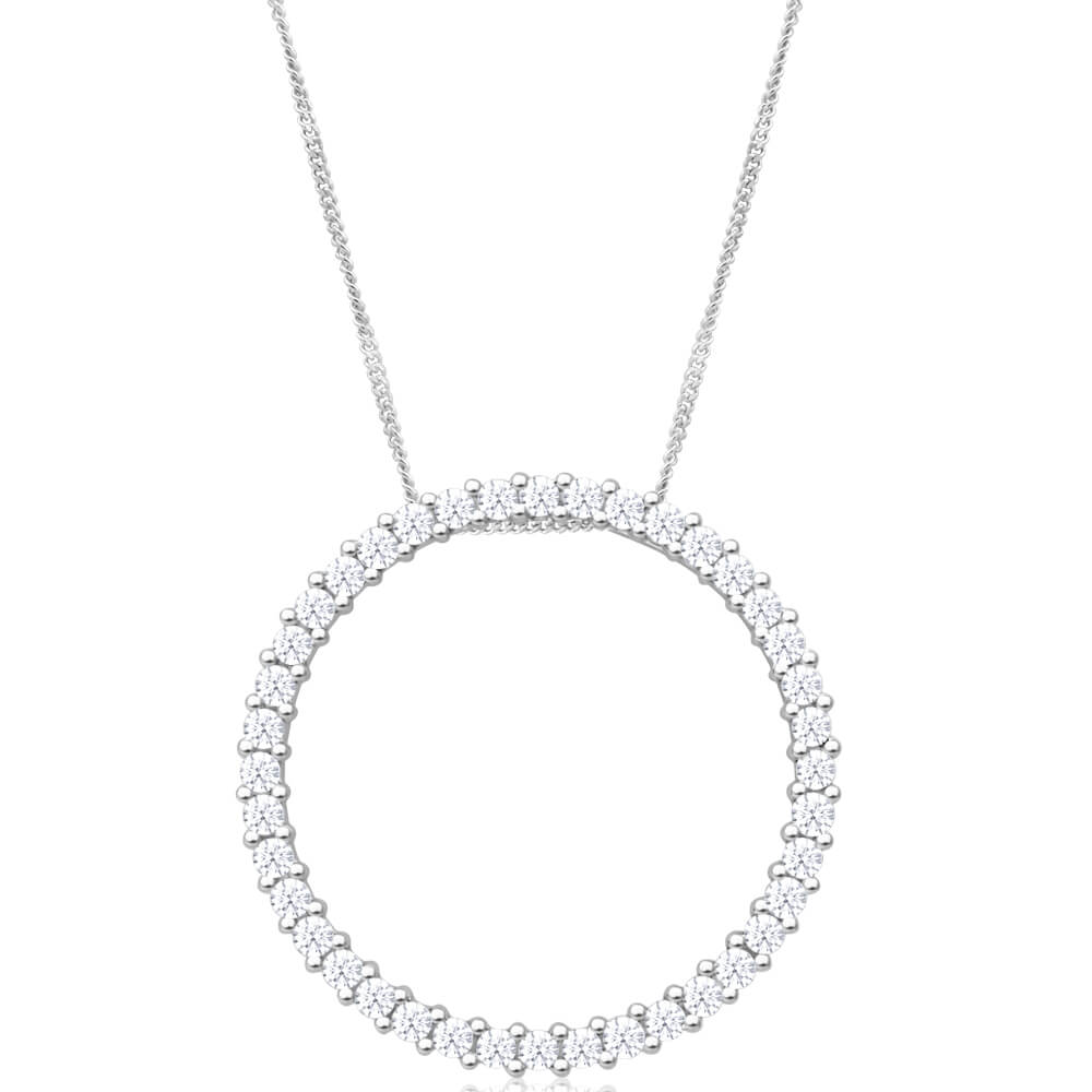 9ct Superb White Gold Diamond Pendant With Chain
