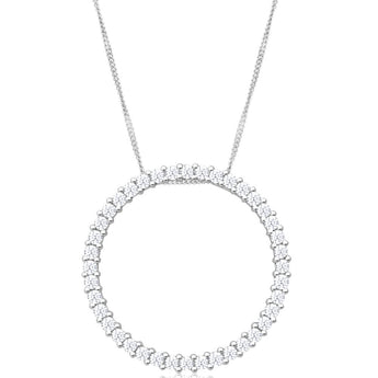 9ct Superb White Gold Diamond Pendant With Chain