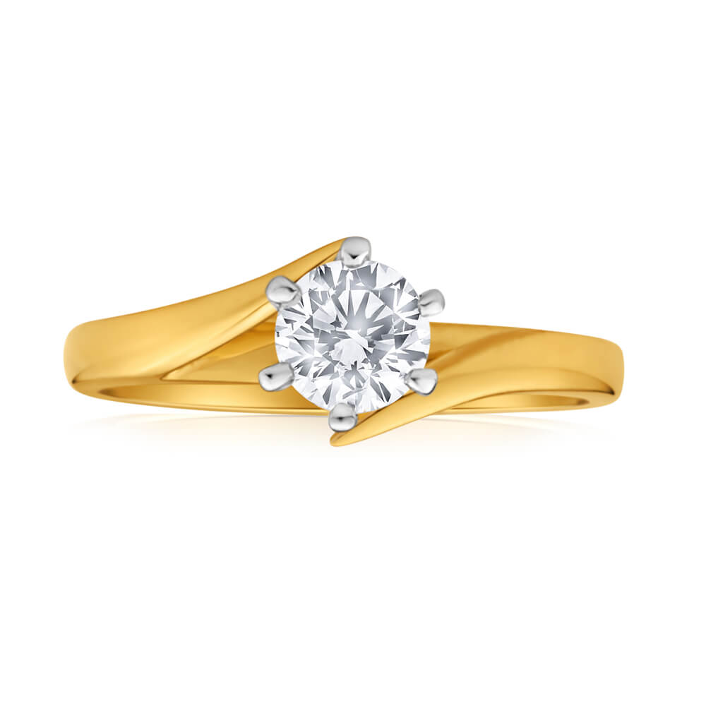 Certified Diamond 18ct Yellow Gold & White Gold Diamond Ring