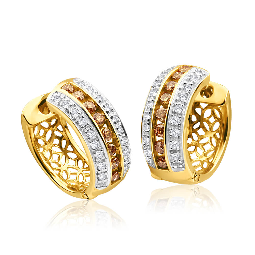Australian Diamond 9ct Yellow Gold Diamond Hoop Earrings
