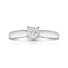 Load image into Gallery viewer, 9ct White Gold Solitaire Ring With 0.30 Carat 4 Claw Set Diamond