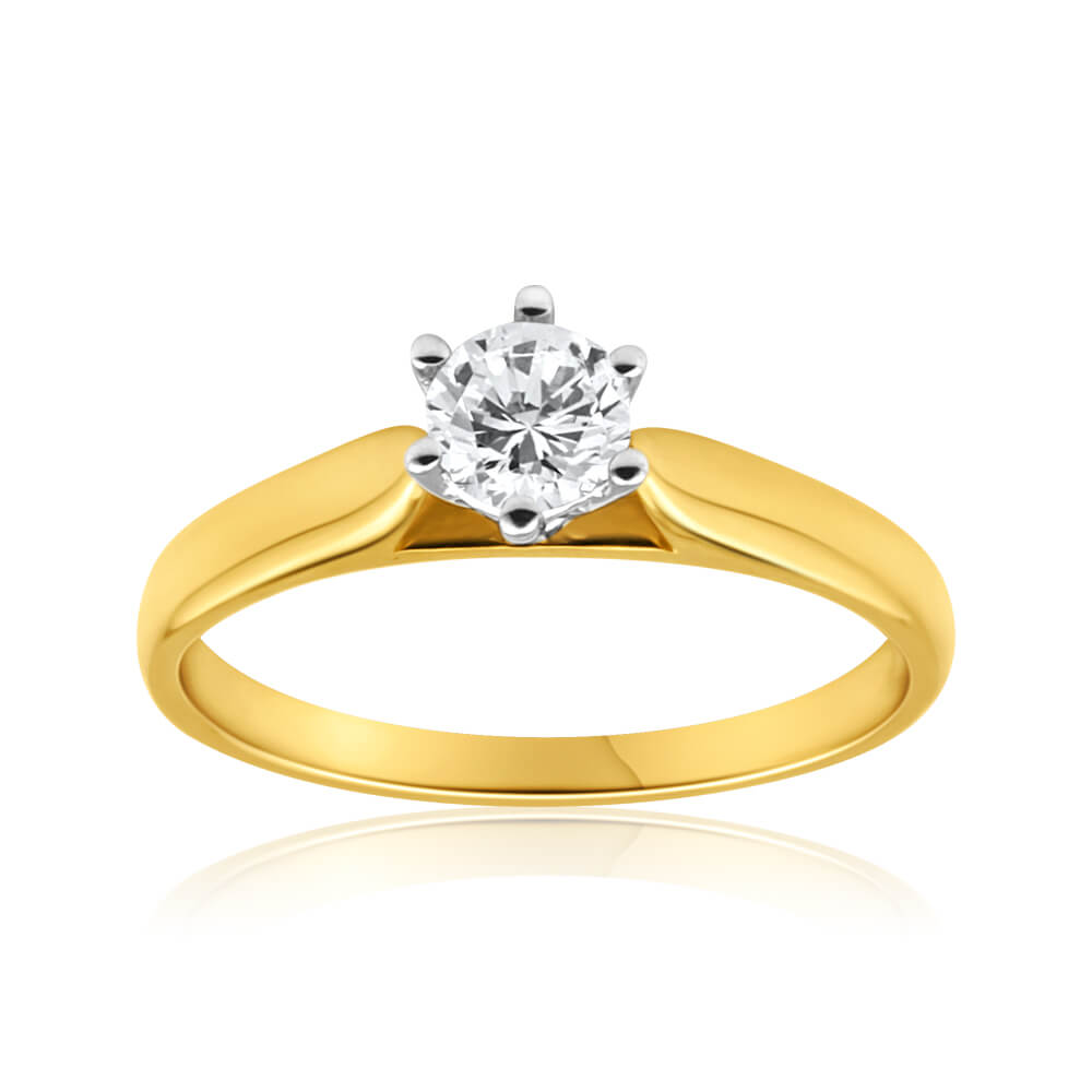 Lab Grown IGI Certified 1/2 Carat Diamond Solitaire Ring in 14K Yellow Gold  (F-G Color, S1-S2 Clarity) - RGF61389LDIGI
