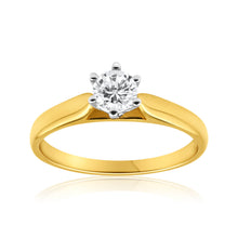 Load image into Gallery viewer, 9ct Yellow Gold Solitaire Ring With 1/2 Carat Diamond