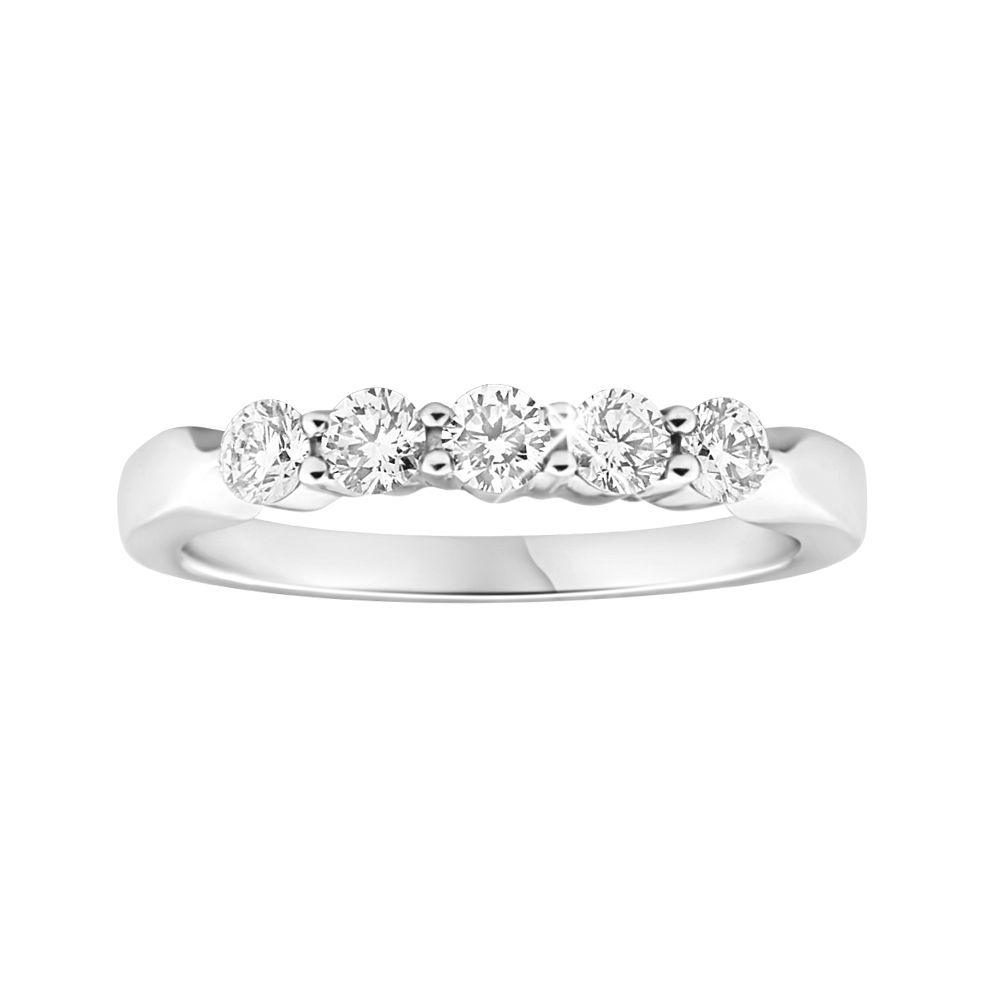Flawless Cut 18ct White Gold 5 Diamond Ring (TW=1/4 Carats)