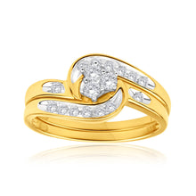 Load image into Gallery viewer, 9ct Yellow Gold 2 Ring Bridal Set With 0.25 Carats Of Light Champagne Diamonds
