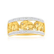 Load image into Gallery viewer, 9ct Yellow Gold Stunning Elephant Diamond Ring