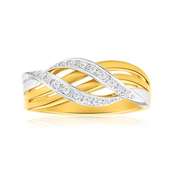 9ct Yellow Gold & White Gold Diamond Ring
