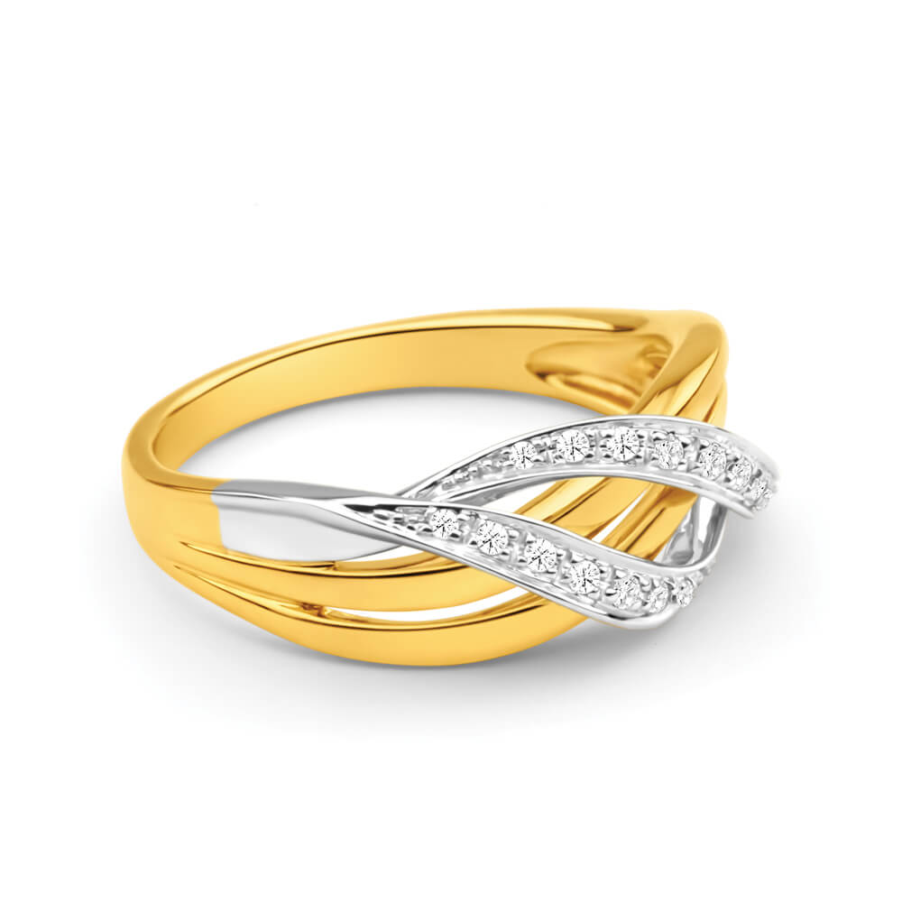 9ct Yellow Gold & White Gold Diamond Ring