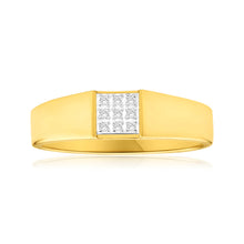 Load image into Gallery viewer, 9ct Yellow Gold Diamond Ring with 9 Brilliant Cut Diamonds
