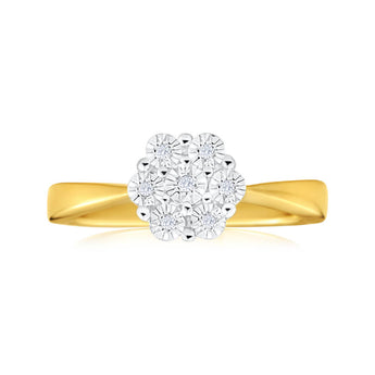 9ct Yellow Gold Diamond Ring Set With 7 Diamonds