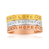 9ct Yellow Gold, White Gold & Rose Gold Diamond 3 Ring Set