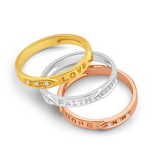 Load image into Gallery viewer, 9ct Yellow Gold, White Gold &amp; Rose Gold Diamond 3 Ring Set