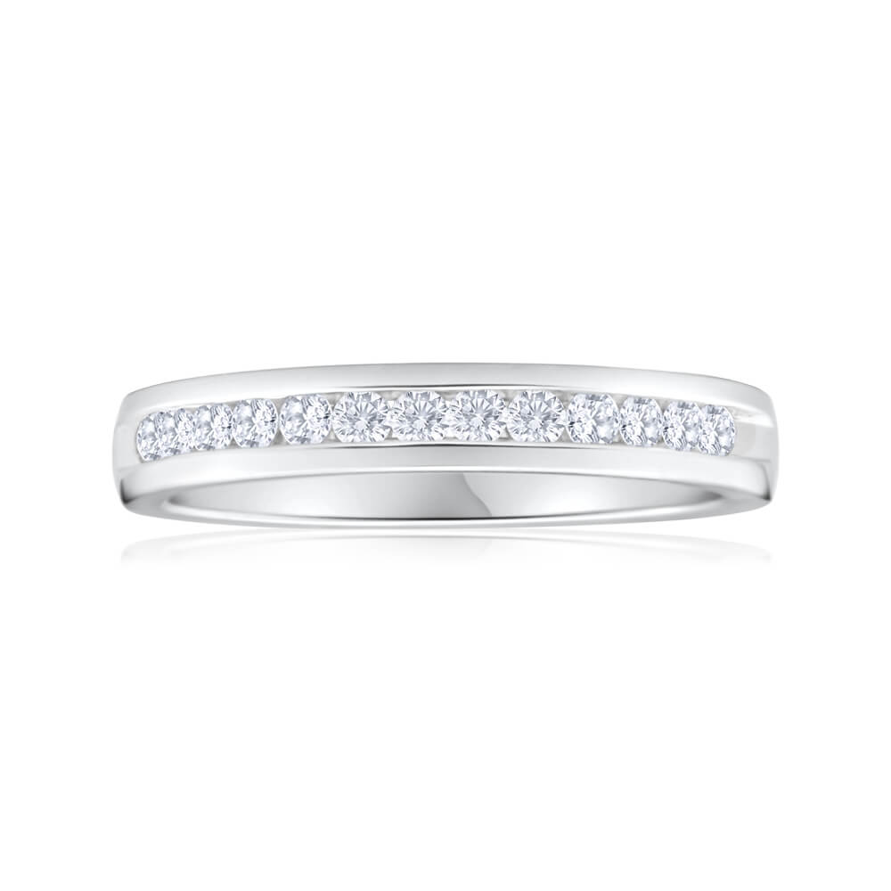 9ct White Gold Channel Set Diamond Ring