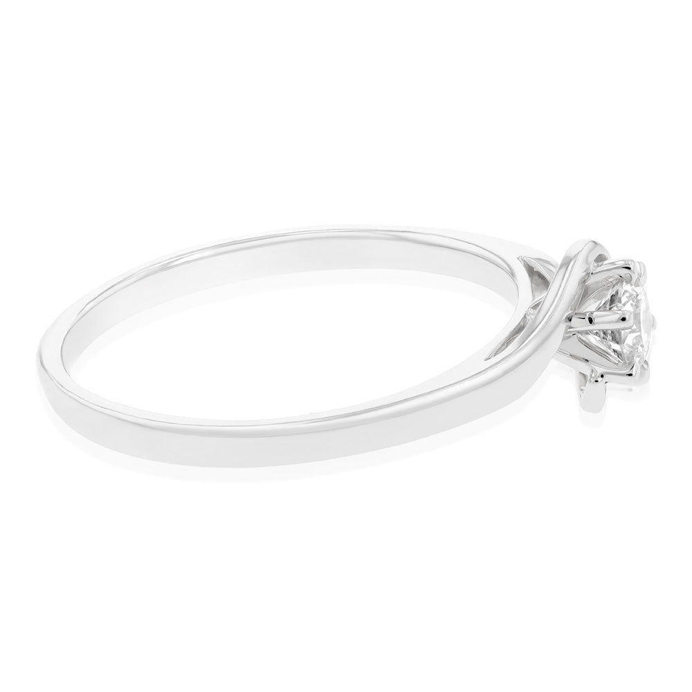 9ct White Gold Solitaire Ring With 3/8 Carat 6 Claw Set Diamond
