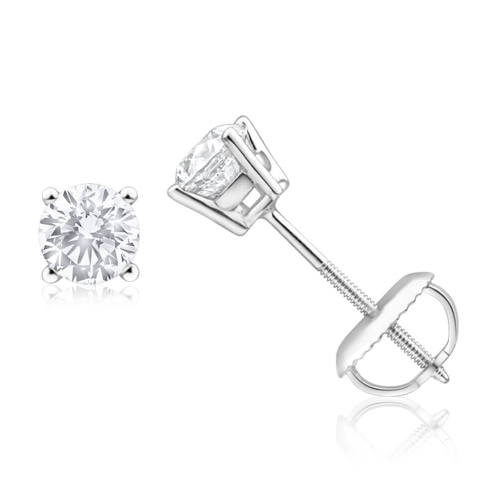 18ct White Gold Stud Earrings With 0.75 Carats Of Diamonds