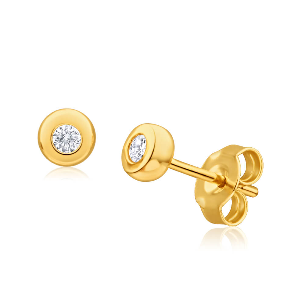 9ct Yellow Gold Delightful Diamond Stud Earrings