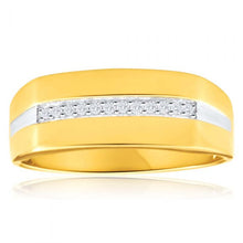 Load image into Gallery viewer, His and Hers Rings  9ct Yellow Gold Diamond Mens Ring with 10 Brilliant Diamonds