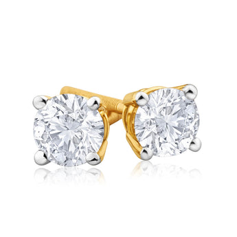 18ct Yellow Gold 0.5 Carat Diamonds Screwback Stud Earrings
