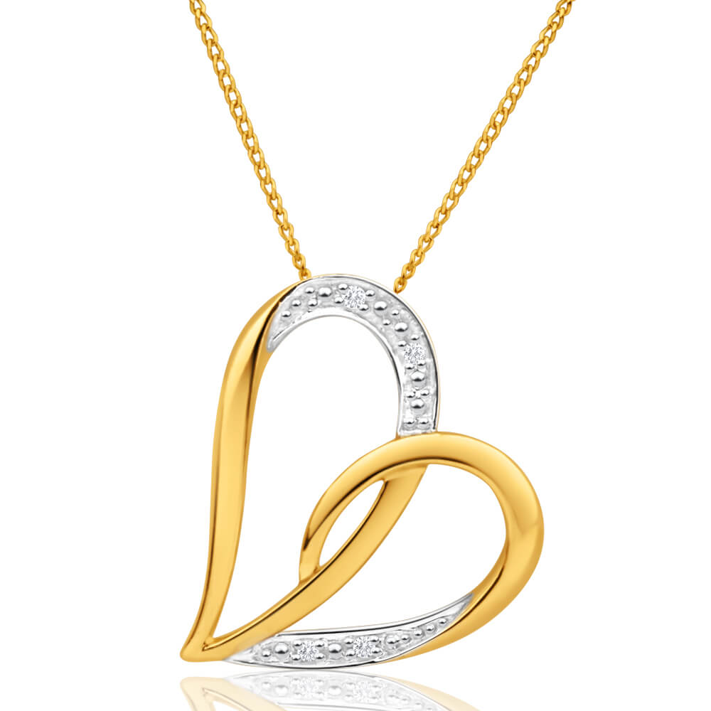 9ct Radiant Yellow Gold Diamond Pendant With Chain