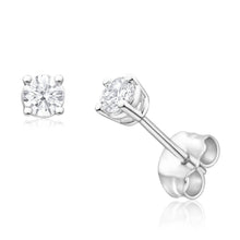Load image into Gallery viewer, 9ct White Gold Diamond Stud Earrings Set With 2 Gorgeous Brilliant Cut Diamonds
