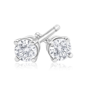 9ct White Gold Diamond Stud Earrings Set With 2 Gorgeous Brilliant Cut Diamonds