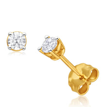Load image into Gallery viewer, 9ct Yellow Gold Diamond Stud Earrings