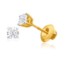 Load image into Gallery viewer, 18ct Yellow Gold 1/2 Diamond Stud Earrings
