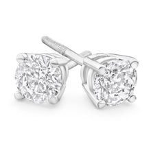 Load image into Gallery viewer, 18ct White Gold Screwback Stud Earrings With 1 Carat Of Diamonds