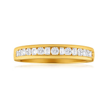 Load image into Gallery viewer, 18ct Yellow Gold Ring With 15 Mixed Cut Diamonds Totalling 1/3 Carats