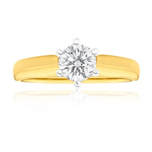 Load image into Gallery viewer, 18ct Yellow Gold &amp; White Gold Solitaire Diamond Ring