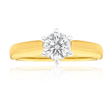 18ct Yellow Gold & White Gold Solitaire Diamond Ring