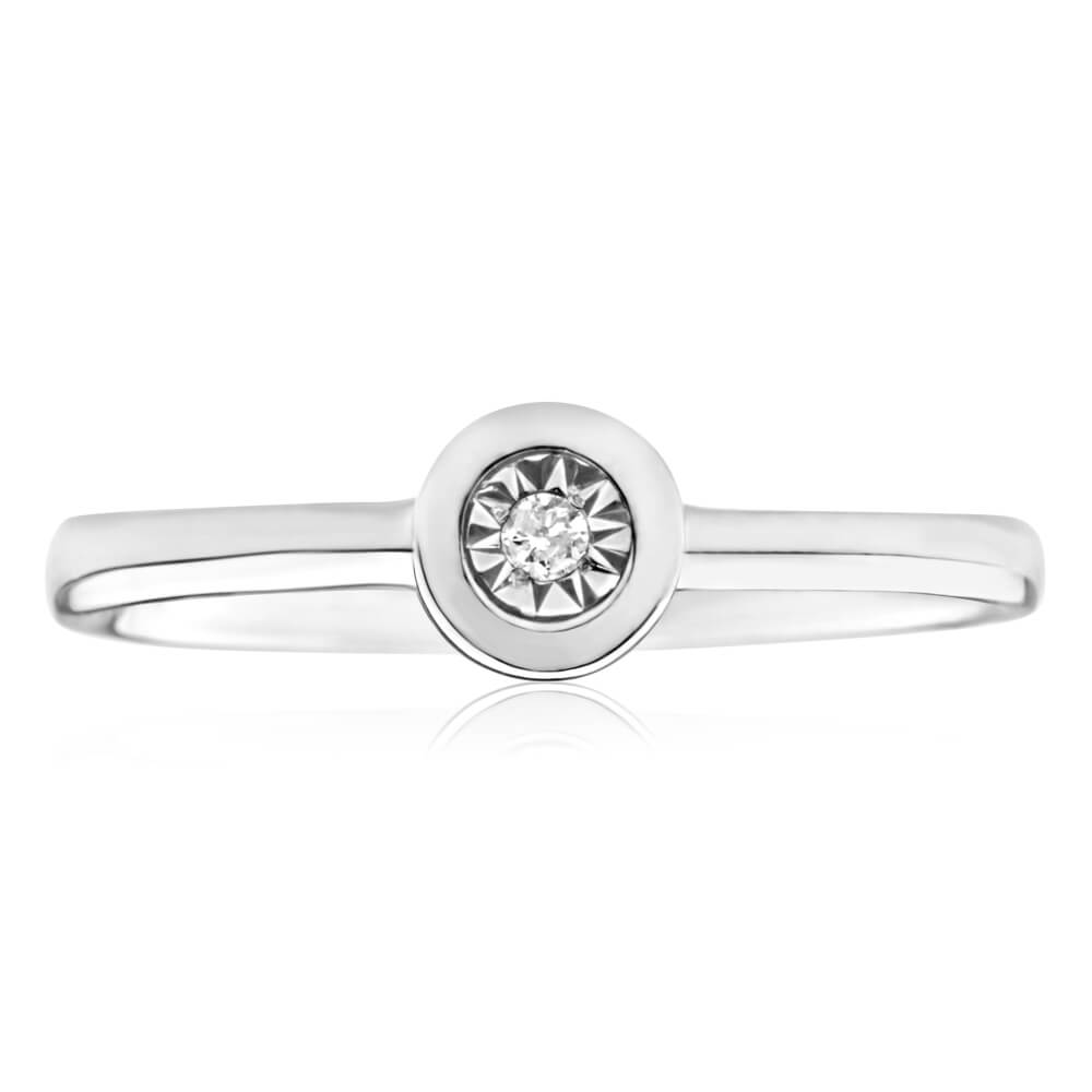 9ct White Gold Solitaire Ring With 0.01 Carat Diamond