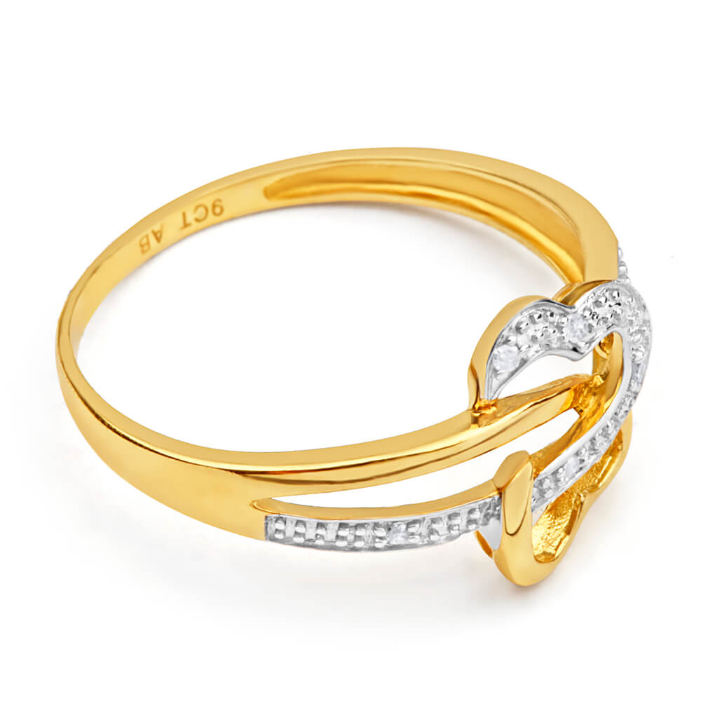 9ct Yellow Gold Diamond Ring Set With 6 Round Brilliant Diamonds