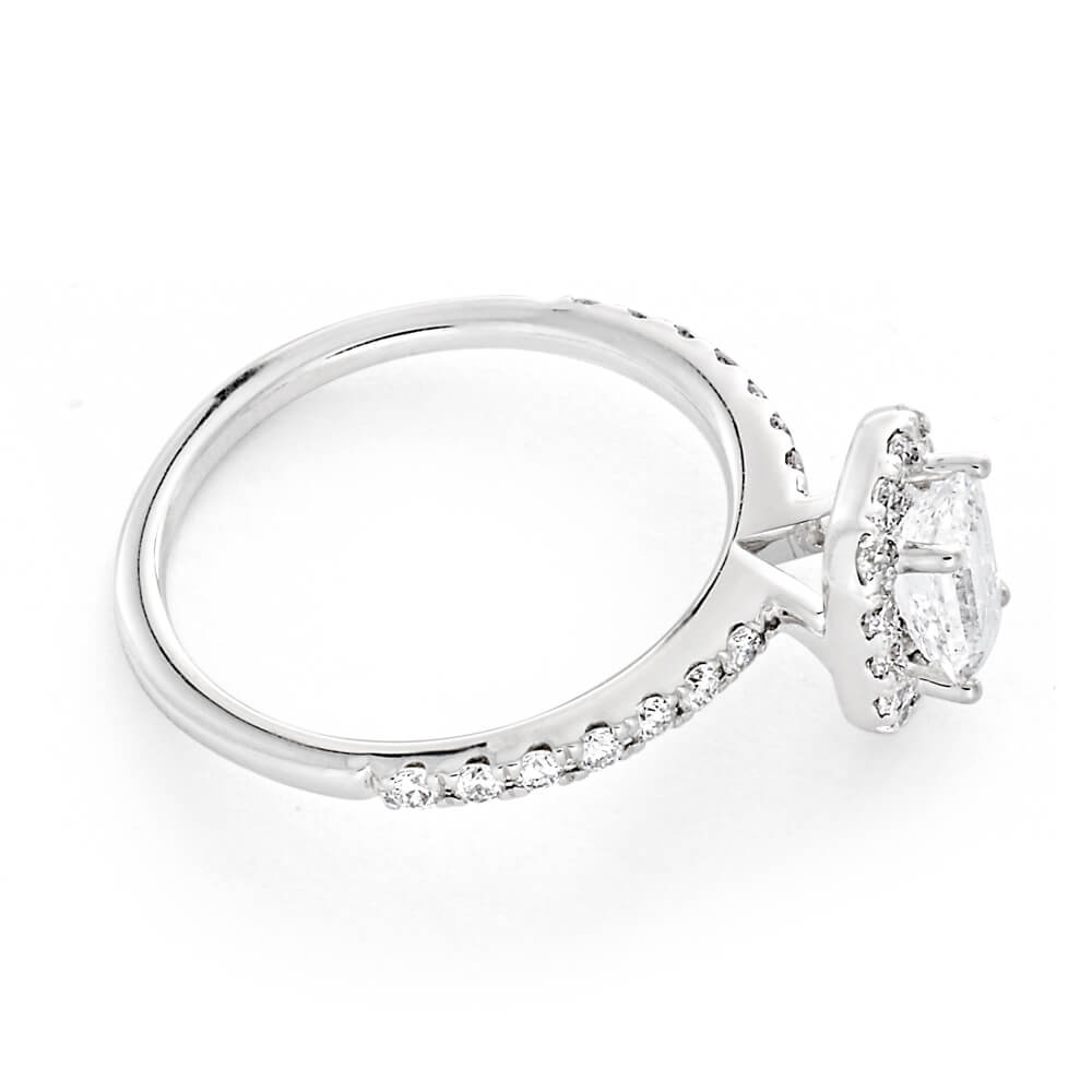 14ct White Gold 1.20 Carat Diamond Ring with 3/4 Carat Emerald Centre Diamond